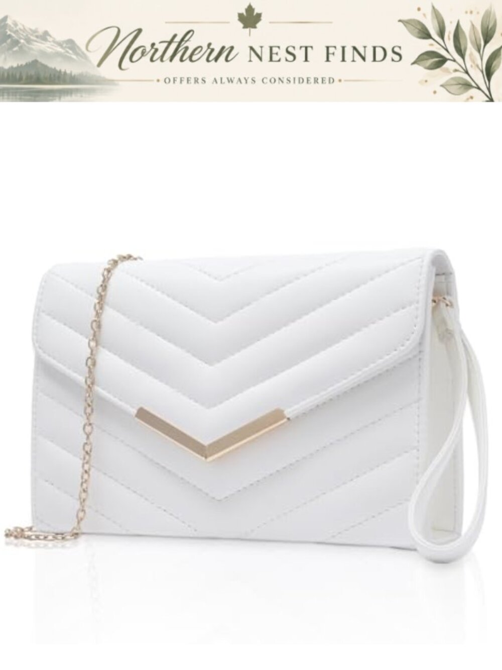 Quilted Evening Clutch Vegan Leather Envelope Crossbody Purse